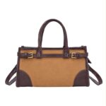 Bolso de Mano Sintético Bicolor de Mujer con Tejido de Calidad y Estilo Cinturón Frontal