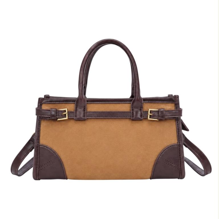 CGPH6420-Camel Bolso de Mano Sintético Bicolor de Mujer con Tejido de Calidad y Estilo Cinturón Frontal - Imagen 1