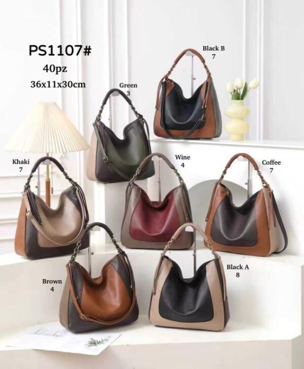 Bolso de Hombro Sintético Tricolor tipo Hobo con Asa Original y Cuerdas Decorativas Mujer - Imagen 2