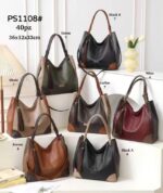 Bolso de Hombro Sintético Tricolor tipo Hobo con 2 Asas y Decoración Frontal para Mujer - Imagen 2