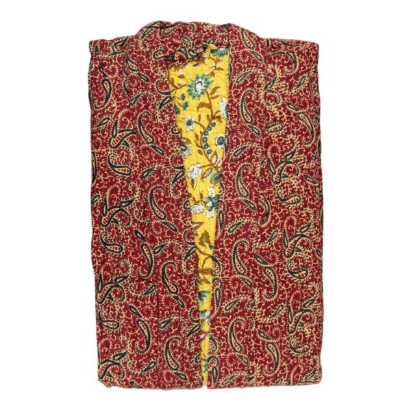 Kimono Artesanal, Étnico, Largo y Reversible de Algodón para Mujer - Imagen 6