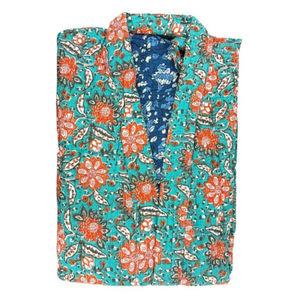 Kimono Artesanal, Étnico, Largo y Reversible de Algodón para Mujer - Imagen 8