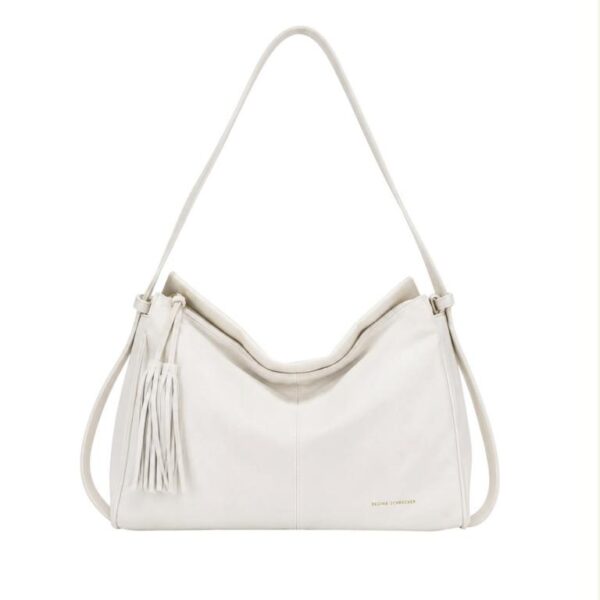 Bolso de Hombro Sintético Hobo con Frontal y Lados Estilo Serraje y Cremallera con Flecos para Mujer - Imagen 4