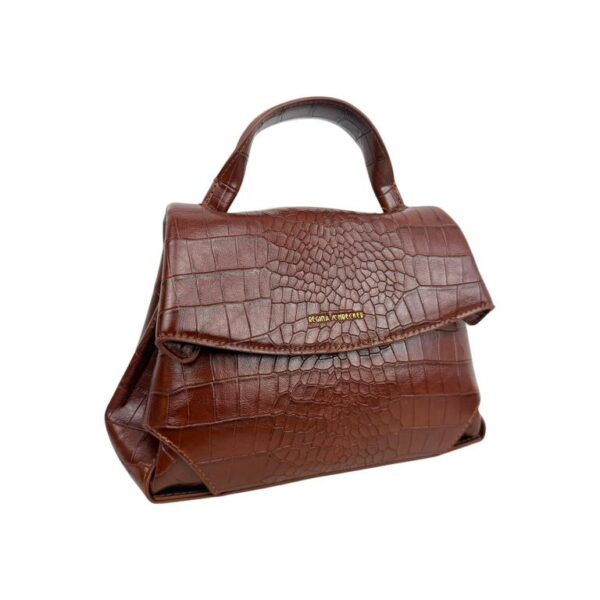 Bolso de Mano Sintético con Diseño Estilo Cocodrilo, Solapa y Cremallera para Mujer - Imagen 6