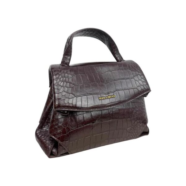 Bolso de Mano Sintético con Diseño Estilo Cocodrilo, Solapa y Cremallera para Mujer - Imagen 3
