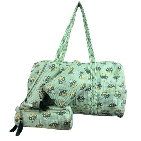 Pack Bolso de Viaje Acolchado Algodón + 3 Neceser A Juego con Diseño Exclusivo Mujer - Imagen 10