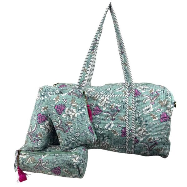Pack Bolso de Viaje Acolchado Algodón + 3 Neceser A Juego con Diseño Exclusivo Mujer - Imagen 3