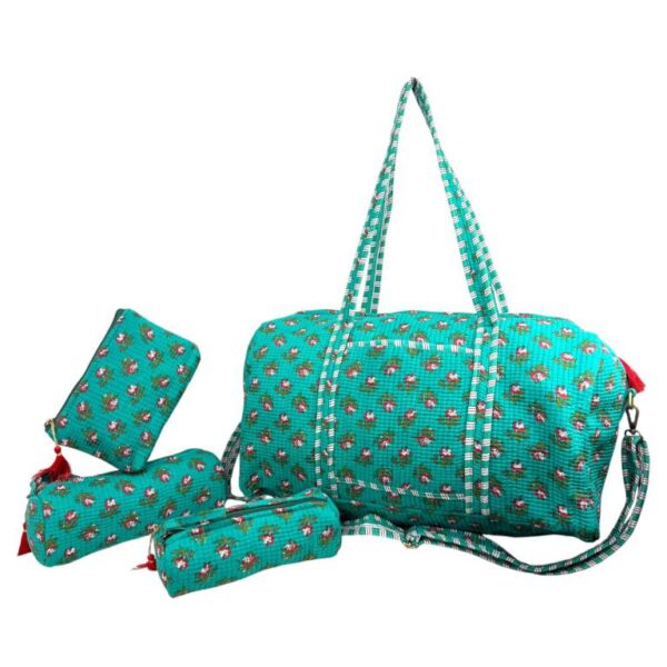 Pack Bolso de Viaje Acolchado Algodón + 3 Neceser A Juego con Diseño Exclusivo Mujer - Imagen 7