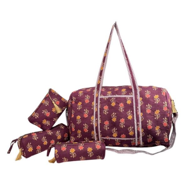 Pack Bolso de Viaje Acolchado Algodón + 3 Neceser A Juego con Diseño Exclusivo Mujer - Imagen 6