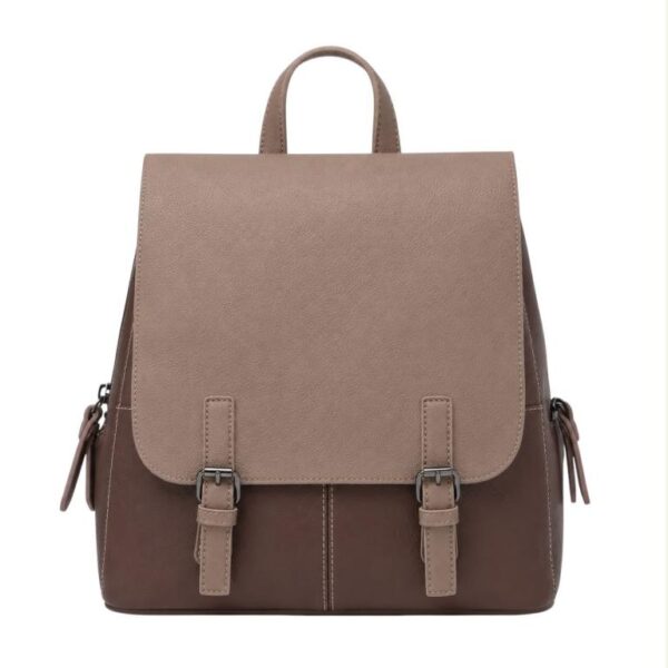 Amplia Mochila Sintética Bicolor de Mujer con 3 Compartimentos Exteriores y 3 Interiores - Imagen 5