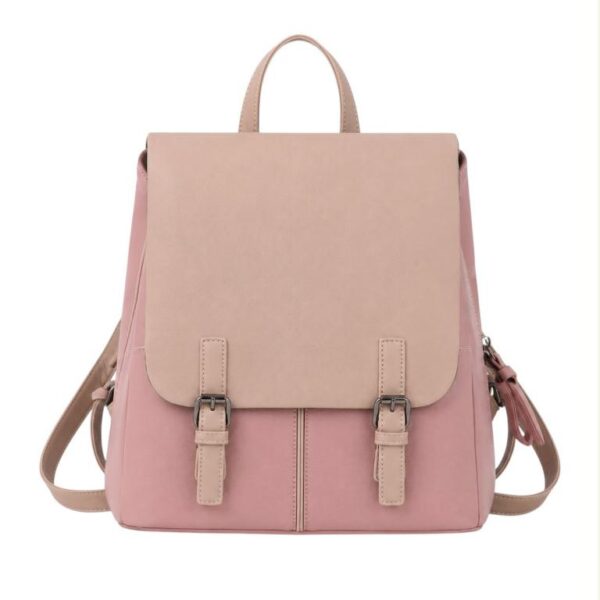 Amplia Mochila Sintética Bicolor de Mujer con 3 Compartimentos Exteriores y 3 Interiores - Imagen 8