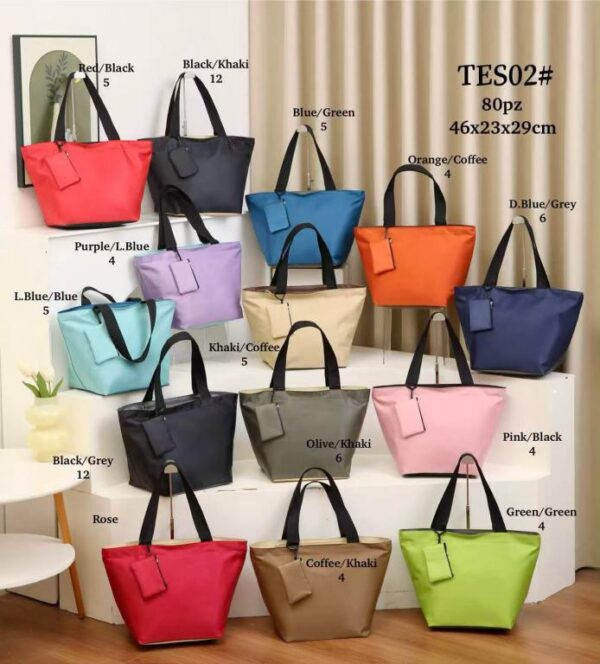 Bolso de Hombro Shopper en Nylon con 2 Cremalleras Superiores y Monedero Extra de Mujer - Imagen 2