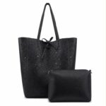 Amplio Bolso de Hombro Sintético tipo Tote con Agujeros + Bolsito Bandolera Extra para Mujer - Imagen 3