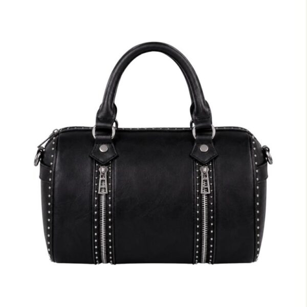 Bolso de Mano Sintético con Tachuelas y 2 Cremalleras Enterizas Decorativas para Mujer - Imagen 9