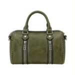 Bolso de Mano Sintético con Tachuelas y 2 Cremalleras Enterizas Decorativas para Mujer