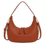 Bolso de Hombro Sintético con Diseño Medialuna y 2 Cremalleras para Mujer