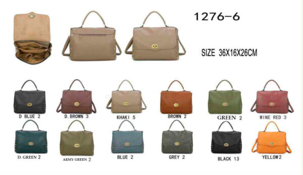 Bolso Maletín Sintético de Mujer con Tachuelas, Solapa de Giro y Gran Capacidad - Imagen 14