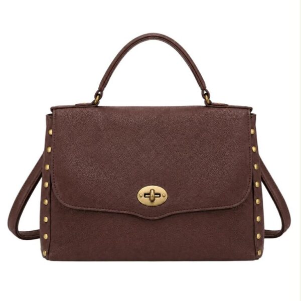 Bolso Maletín Sintético de Mujer con Tachuelas, Solapa de Giro y Gran Capacidad - Imagen 11