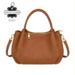 Bolso de Mano en Piel Italiana para Mujer con 2 Asas y Bolsillo Trasero