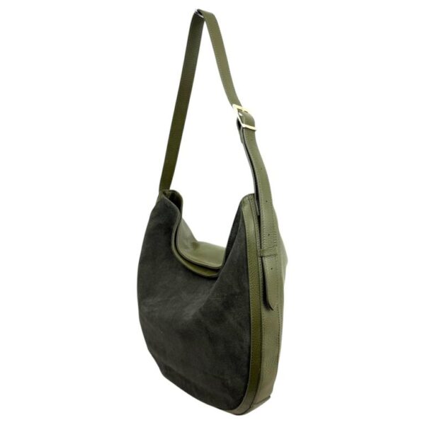 Bolso de Hombro tipo Hobo en Piel Italiana con Frontal de Serraje y Gran Calidad para Mujer - Imagen 10
