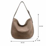 Bolso de Hombro tipo Hobo en Piel Italiana con Frontal de Serraje y Gran Calidad para Mujer - Imagen 3