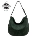 Bolso de Hombro tipo Hobo en Piel Italiana con Frontal de Serraje y Gran Calidad para Mujer - Imagen 4