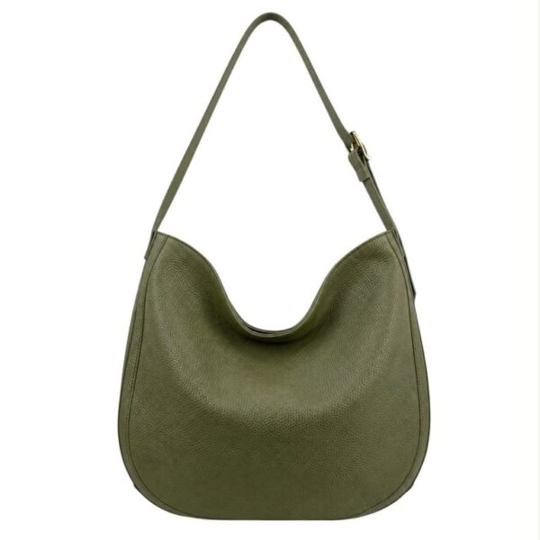 Bolso de Hombro tipo Hobo en Piel Italiana con Frontal de Serraje y Gran Calidad para Mujer - Imagen 9