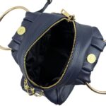 Bolso de Mano en Piel Italiana con Asas Cortas Circulares y Asa Dorada de Cadena para Mujer - Imagen 18