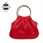Bolso de Mano en Piel Italiana con Asas Cortas Circulares y Asa Dorada de Cadena para Mujer - Imagen 12