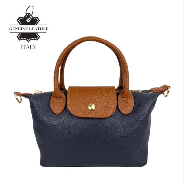 Bolso de Mano Bicolor en Piel Italiana con Gran Calidad y Mini Solapa para Mujer - Imagen 12