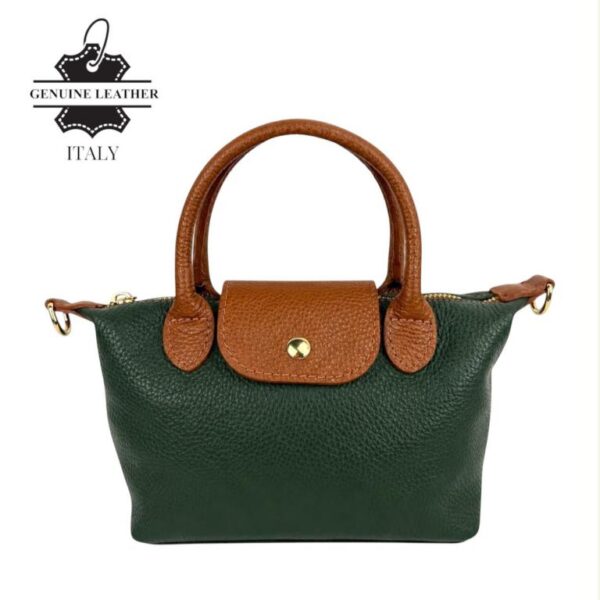 Bolso de Mano Bicolor en Piel Italiana con Gran Calidad y Mini Solapa para Mujer - Imagen 10