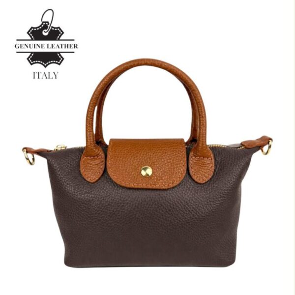 Bolso de Mano Bicolor en Piel Italiana con Gran Calidad y Mini Solapa para Mujer - Imagen 8