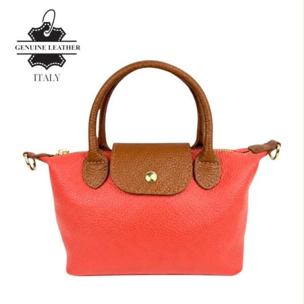Bolso de Mano Bicolor en Piel Italiana con Gran Calidad y Mini Solapa para Mujer - Imagen 3