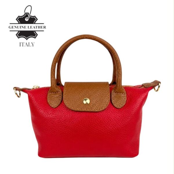 Bolso de Mano Bicolor en Piel Italiana con Gran Calidad y Mini Solapa para Mujer - Imagen 4