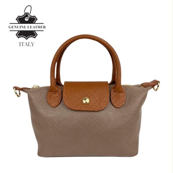 Bolso de Mano Bicolor en Piel Italiana con Gran Calidad y Mini Solapa para Mujer - Imagen 5