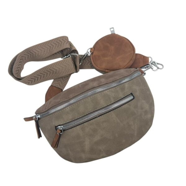 Riñonera Sintética Bicolor con Bolsillos Exteriores y Monedero Circular Extra para Mujer - Imagen 12