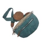 Riñonera Sintética Bicolor con Bolsillos Exteriores y Monedero Circular Extra para Mujer