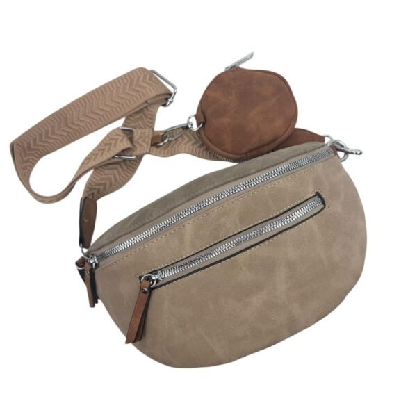 Riñonera Sintética Bicolor con Bolsillos Exteriores y Monedero Circular Extra para Mujer - Imagen 4