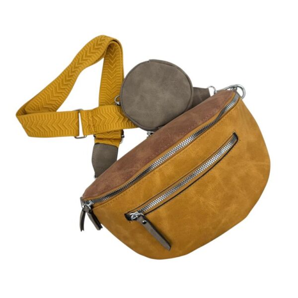 Riñonera Sintética Bicolor con Bolsillos Exteriores y Monedero Circular Extra para Mujer - Imagen 6