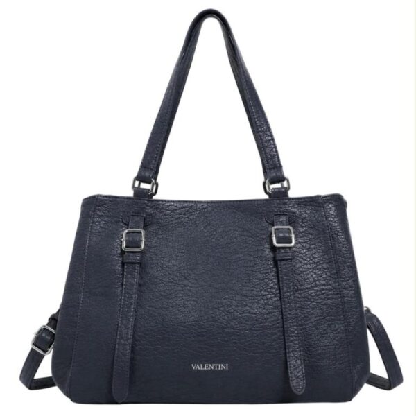 Amplio Bolso de Hombro Sintético Valentini con 2 Tiras Frontales Decorativas para Mujer - Imagen 8