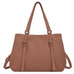 Amplio Bolso de Hombro Sintético Valentini con 2 Tiras Frontales Decorativas para Mujer - Imagen 3
