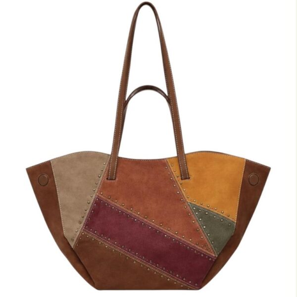Bolso de Hombro Sintético con 4 Asas, Tachuelas, Imanes Laterales y Bolsito Extra de Mujer - Imagen 4