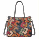 Bolso de Hombro Sintético tipo Tote con Diseño Patchwork y Bolsillo Trasero para Mujer - Imagen 5