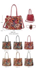Bolso de Hombro Sintético tipo Tote con Diseño Patchwork y Bolsillo Trasero para Mujer - Imagen 8