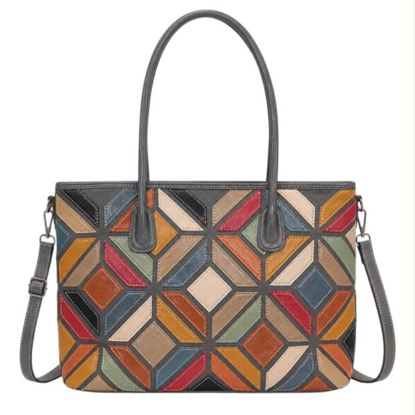Bolso de Hombro Sintético con Diseño Patchwork y Gran Capacidad para Mujer - Imagen 3