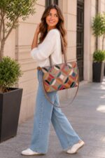 Bolso de Hombro Sintético con Diseño Patchwork y Gran Capacidad para Mujer - Imagen 2