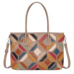 Bolso de Hombro Sintético con Diseño Patchwork y Gran Capacidad para Mujer
