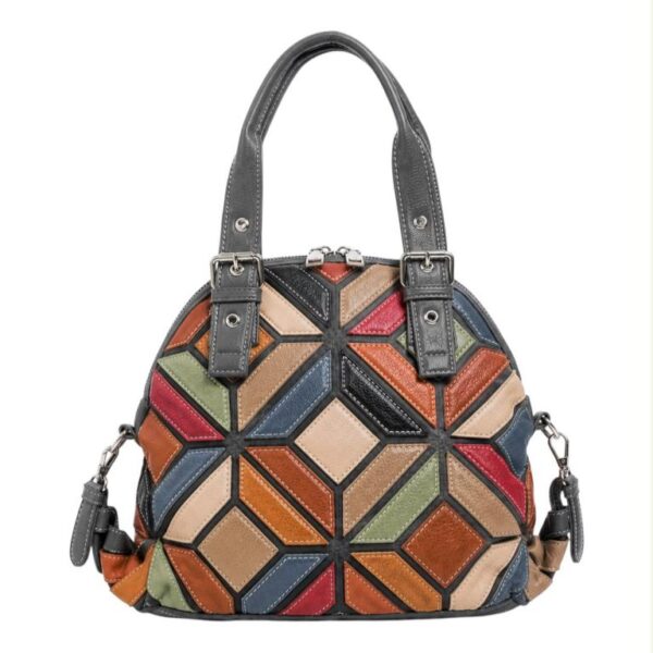 Bolso de Mano Sintético con Diseño Patchwork con Enganches Laterales para Mujer - Imagen 2