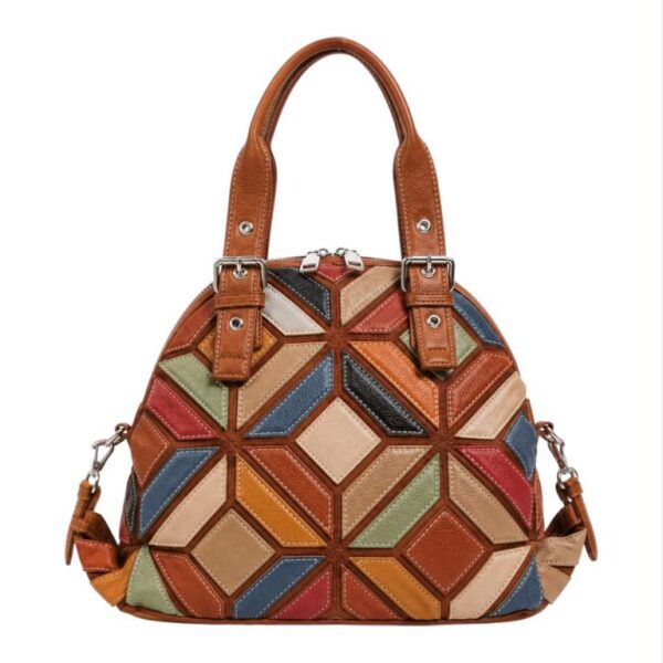 Bolso de Mano Sintético con Diseño Patchwork con Enganches Laterales para Mujer - Imagen 3