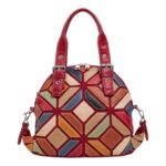 Bolso de Mano Sintético con Diseño Patchwork con Enganches Laterales para Mujer